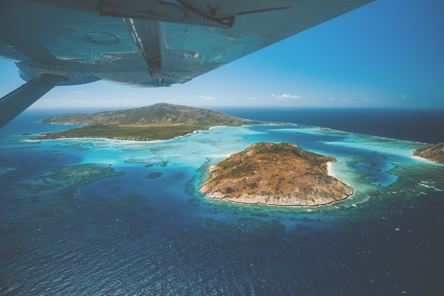 Survol en avion de la Grande Barrière de Corail à Cairns